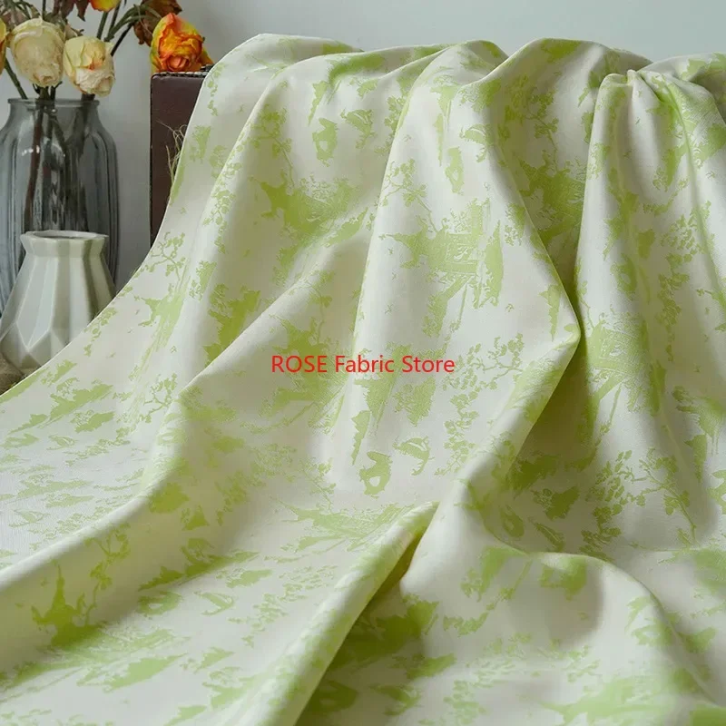 

1 Meter Fresh Green Yarn Dyed Jacquard Fabric Early Spring Women's Dress Vest Bag Mat Decorative Sewing Fabric