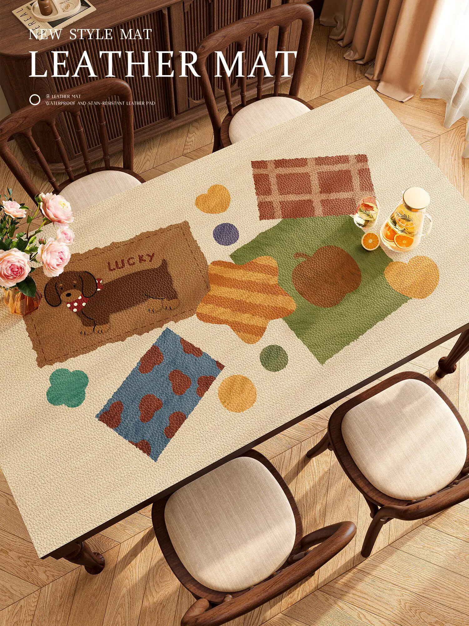 Dopamine tablecloth waterproof, oil-proof, anti-scalding, heat insulation, protective cushion, dining table mat, leave-in