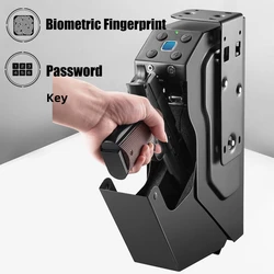 Fingerprint Handgun Safe,Key Gun Safes,Pistol Boxs,Password Gun Box,Steel Storage Box 3 in 1