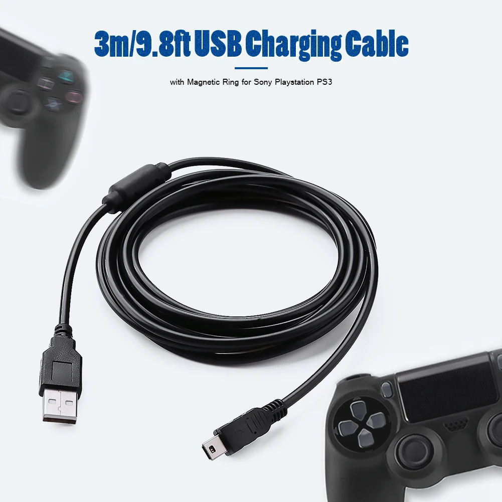 USB Charger Cable For PS3 Controller Power Charging Cord Wire with Magnetic Ring For Sony Playstation 3 Gampad Game Accessories