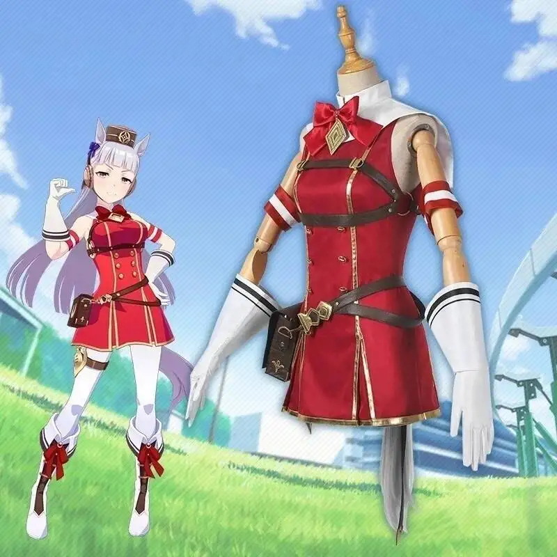 لعبة Umamusume جميلة ديربي الذهب السفينة تأثيري حلي أوما موسومي المرأة فستان مثير البدلة حفلة الهالوين الزي موحدة السفينة الذهبية