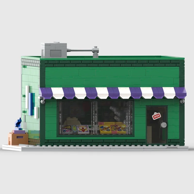 Popular Anime Model MOC Building Brick Springfield Baseball Card Shop Modular Technology Gift Holiday Assemble Children Toy Suit