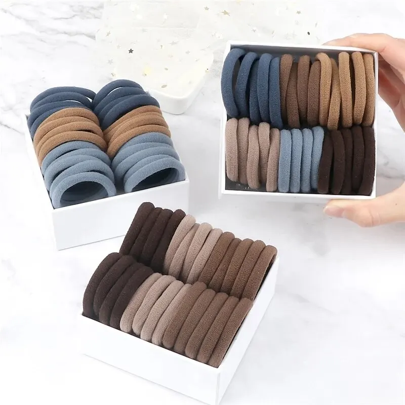 50PCS Women Girls Basic Hair Bands Simple Solid Colors Elastic Headband Hair Accessories Hair Ropes Ponytail Headwear