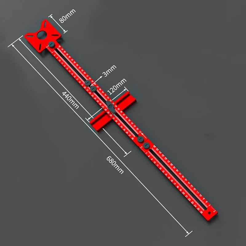 Milling Groove Bracket 400mm Aluminum Profile Woodworking Edge Trimming, Circular Positioning Ruler Hole Slotting Locator Tools