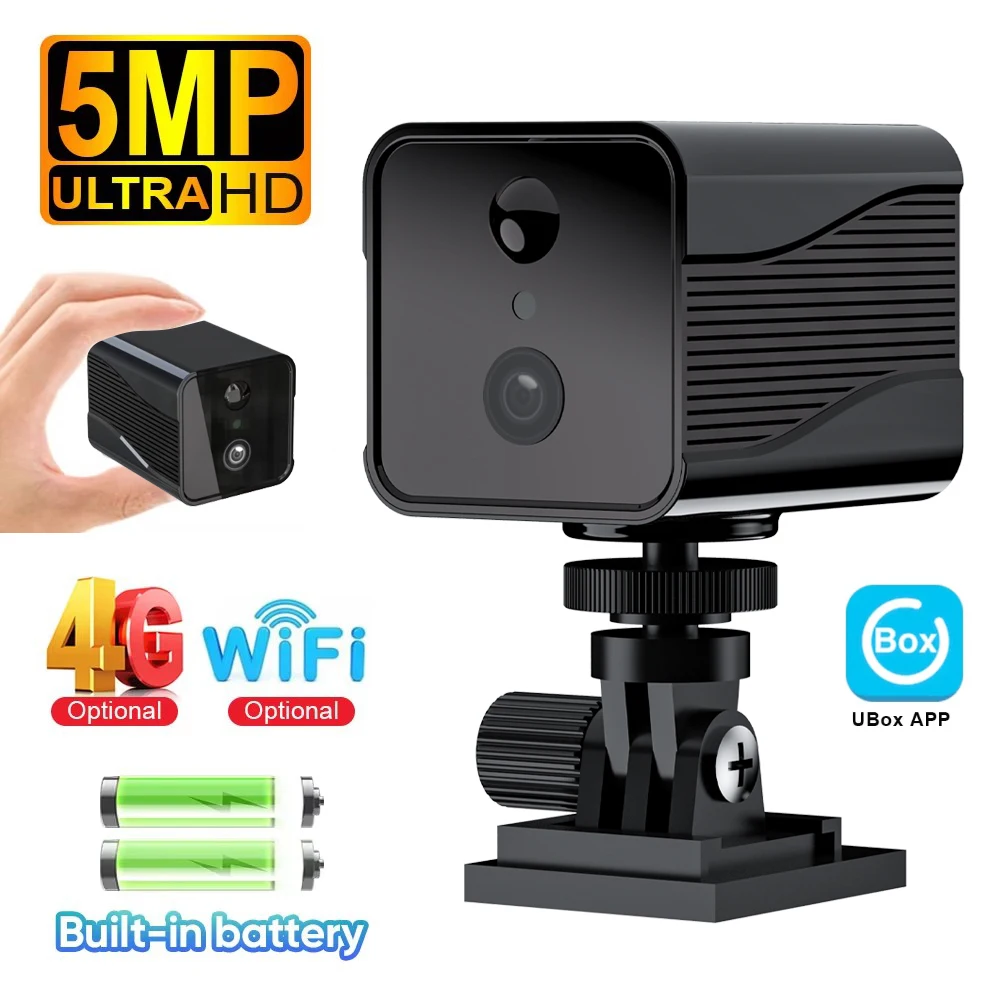 5MP 4G SIM Card Security Camera Video Recorder PIR Human Detection WiFi Camera Voice Intercom Indoor Surveillance CCTV Camcorder