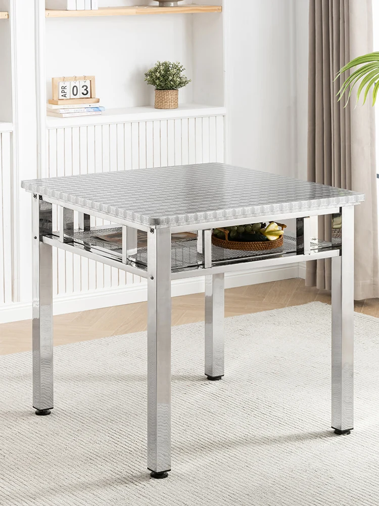 Stainless steel detachable dining table,square grilling table, double-layer eight immortal table,