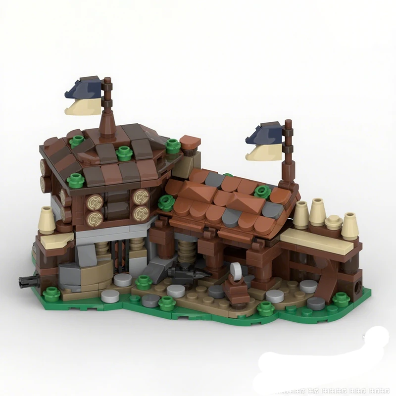 

417PCS MOC Castle Expansion Armourer Courtyard for Mini Blaustein Castle Detailed DIY Model Building Blocks Birthday Toys Gift