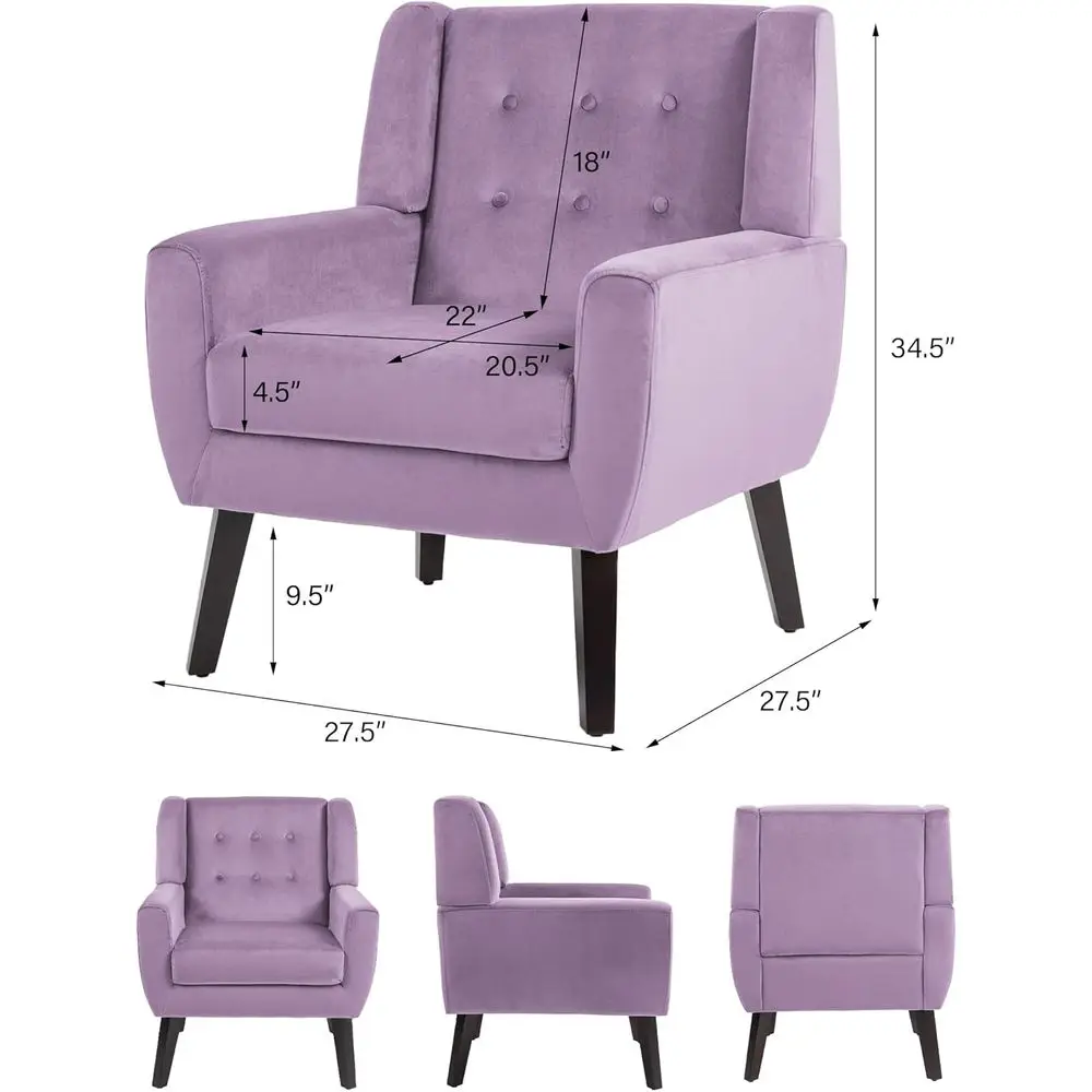 Accent Chair, -Century ern Velvet abric Chairs with Arms or Living Room, Comy Upholstered Club Single Soa Armchair or Bedroom Wa