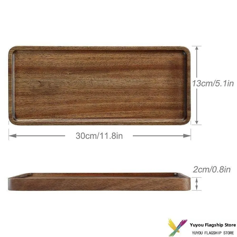 Japanese Style Small Wooden Serving Tray Coffee Restaurant Food Plate Storage Tray Photo Taking Real Wood Ebony Oval Plate
