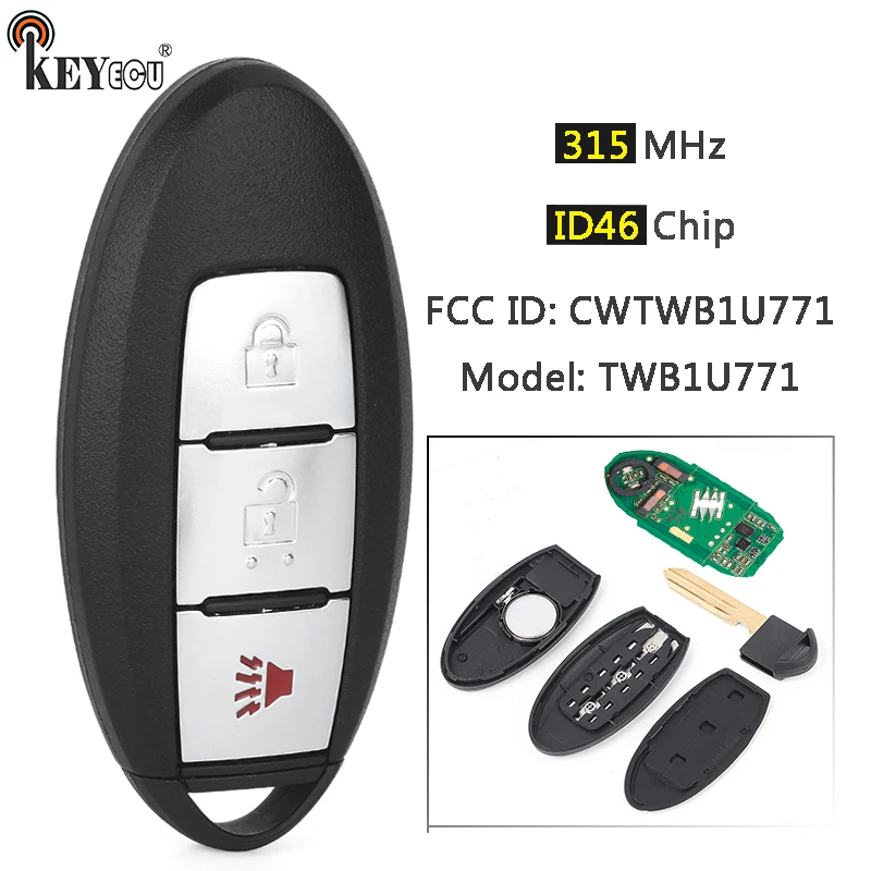 

Модель чипа KEYECU 315 МГц ID46: TWB1U771 FCC ID: CWTWB1U771 Умный дистанционный автомобильный брелок для Nissan March Sunny Tiida Livina Sylphy