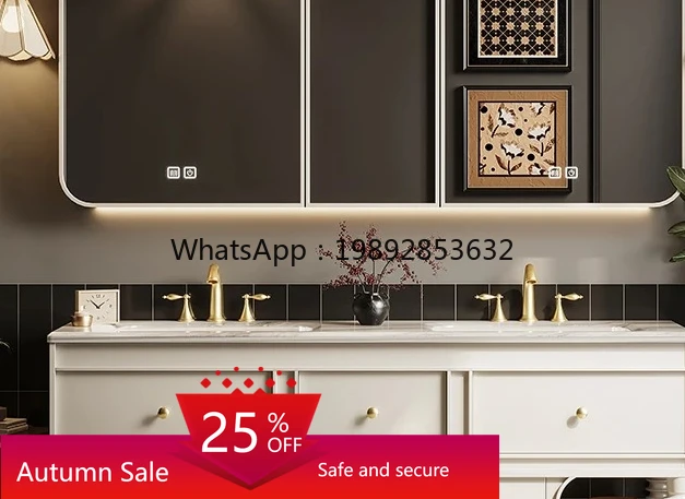 

oak double basin French retro bathroom cabinet combination toilet washbasin cabinet bathroom cabinet