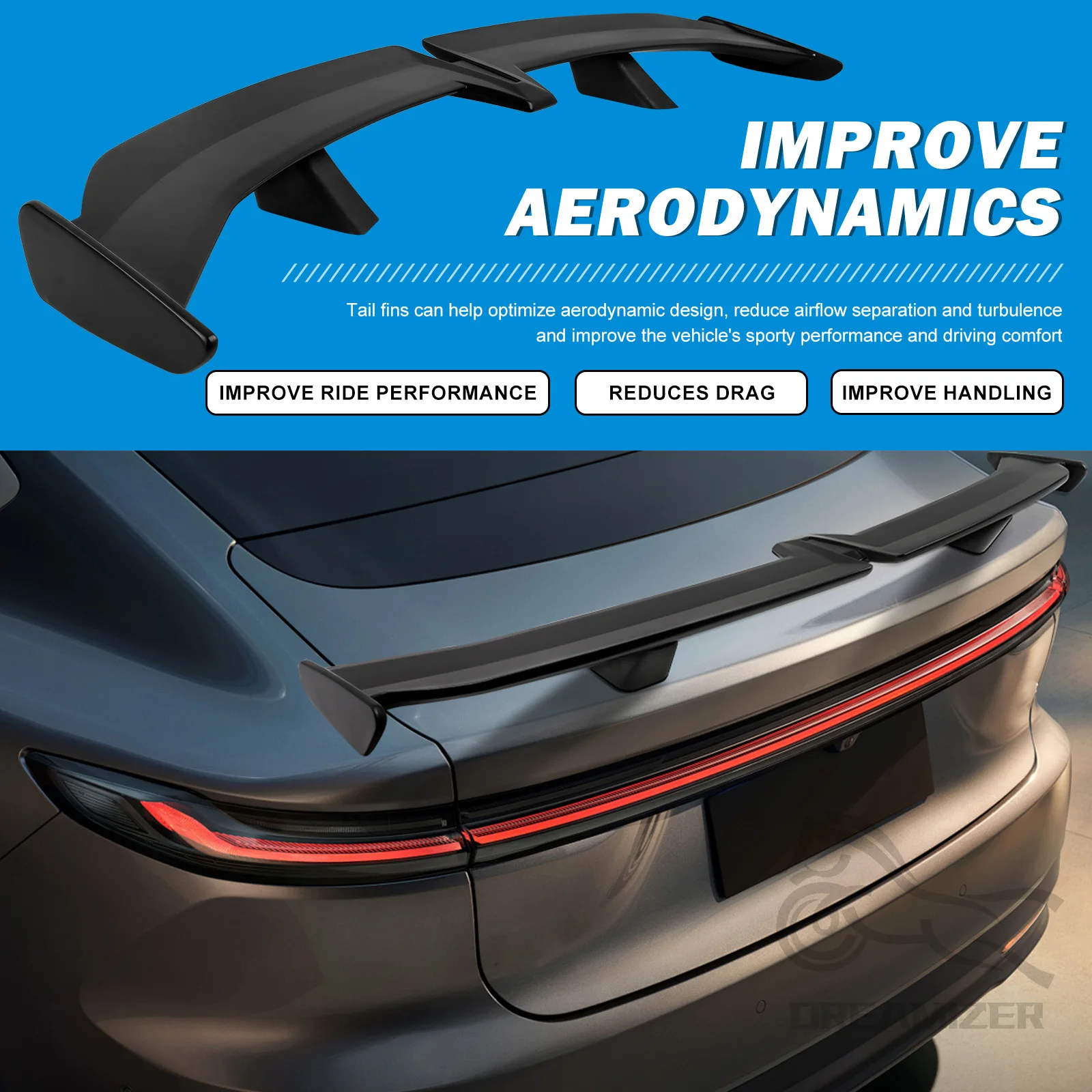 Universal Car-Styling Carbon Fiber Rear Trunk Spoiler GT Wing Sedan Spoiler PRO Style W/ Adhesive ABS Racing Spoiler Wing