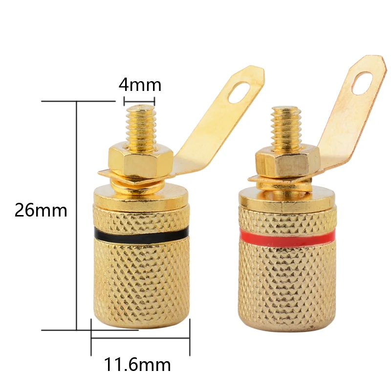 2pcs gold-plated binding post speaker speaker terminal audio terminal 4MM banana plug socket