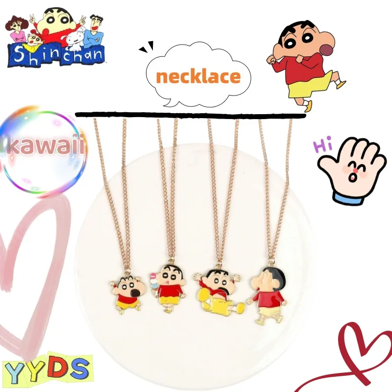 Crayon Shinchan metal necklace cute anime character pendant anime merchandise creative fashion  collarbone chain birthday gift