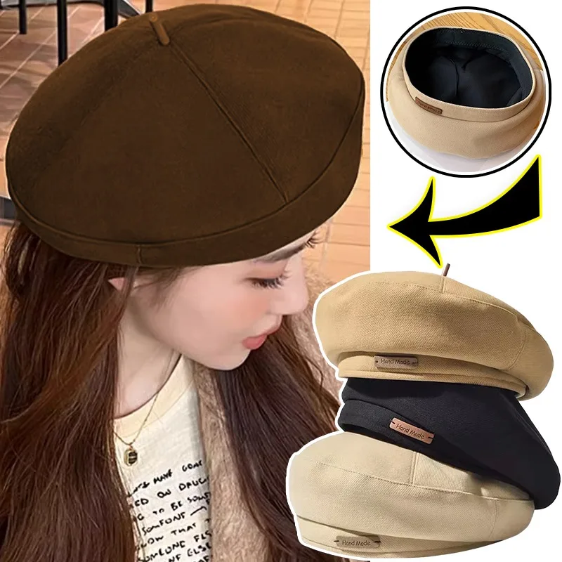 Retro Autumn Winter Beret Women Elegant Woolen Beret Girls Artistic Atmosphere Hat Female Spring Trendy Versatile Decorative Cap