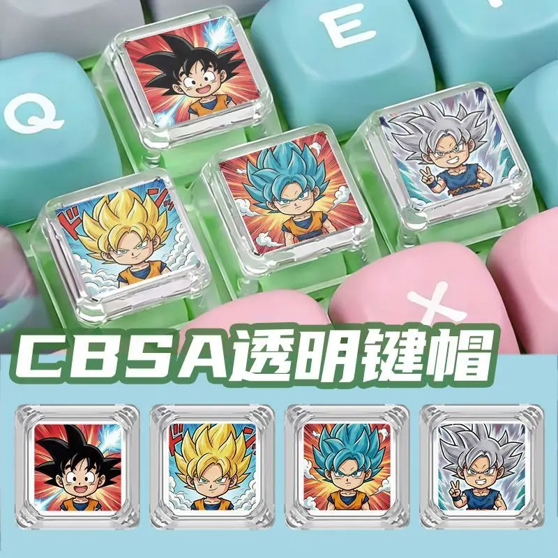 Dragon Ball Super Saiyan Cartoon Keycaps Personalized Anime Mechanical Keyboard Transparent Keycaps Anime Merchandise Wholesale