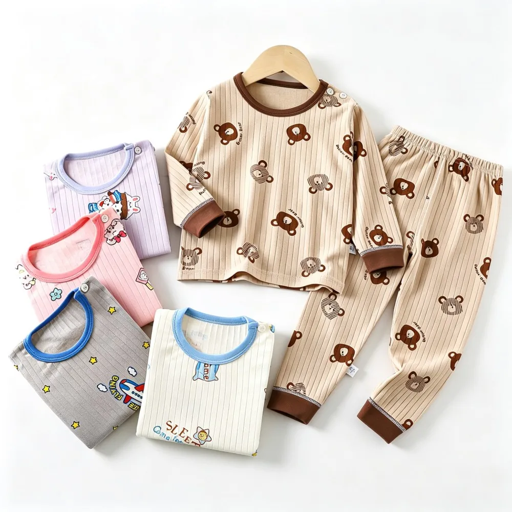 Funny Cartoon Boys Pajamas Sets Cute Space Dinosaur Cars Cotton Long Sleeve Toddler Yellow Blue Kids Pyjamas Boy Pijama Outfits
