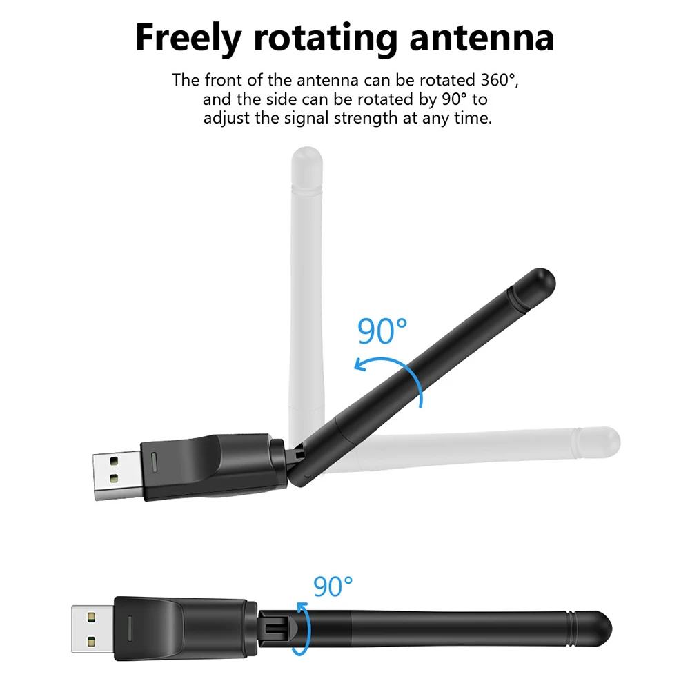 Karta sieciowa USB WiFi 150Mbps MT7601 RTL8188, bezprzewodowa karta sieciowa 2.4GHz, odbiornik WiFi 802.11 b/g/n, dongle LAN — zdjęcie produktu 5