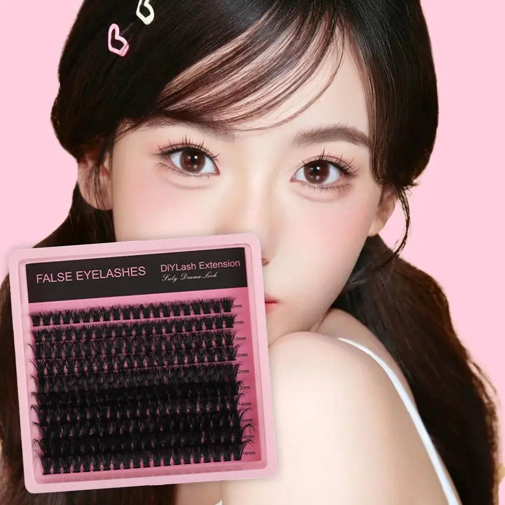 Fofo bagunçado cílios postiços extensão grosso diy d curl cílios capacidade ferramenta de maquiagem grande cluster falso cílios individuais x6h8