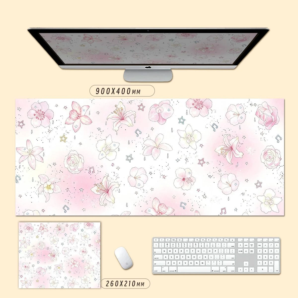 Pink Lily Flower Pu Leather Mousepad Office Desk Mat Mouse Pad Computer Speed Type Carpet Mat Player Laptop Keyboard Cartoon