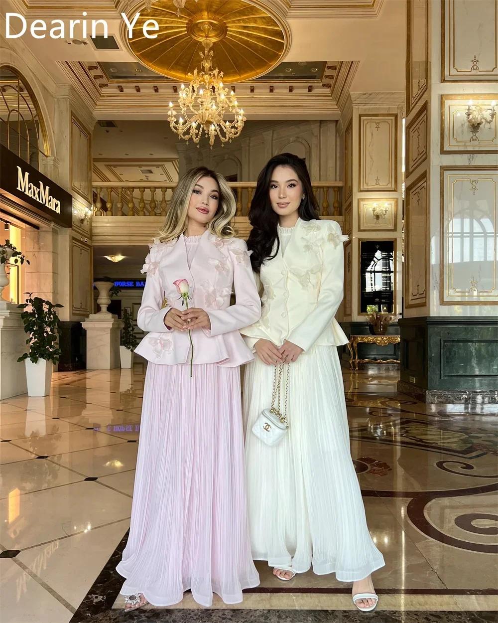 Personalizado arábia saudita dearin jóia a linha tornozelo comprimento saias drapeado apliques sob medida vestidos de ocasião vestido de noite forma