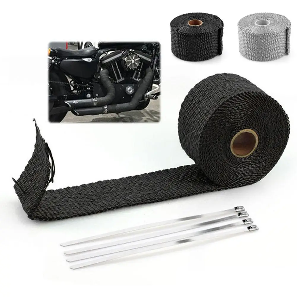 Image of Auto- und Motorrad-Auspuffband 10M Wärmeisolierband Auspuff-Krümmer Thermoband Hitzebeständiges Dichtungsband
