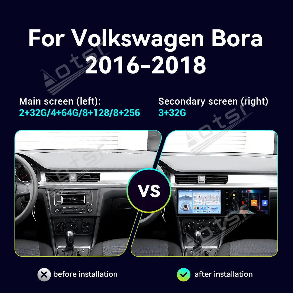 For Volkswagen Bora 2016 - 2018 Car Radio Multimedia Player Wireless Carplay Android 14 Auto Autoradio Stereo GPS Navi Head Unit