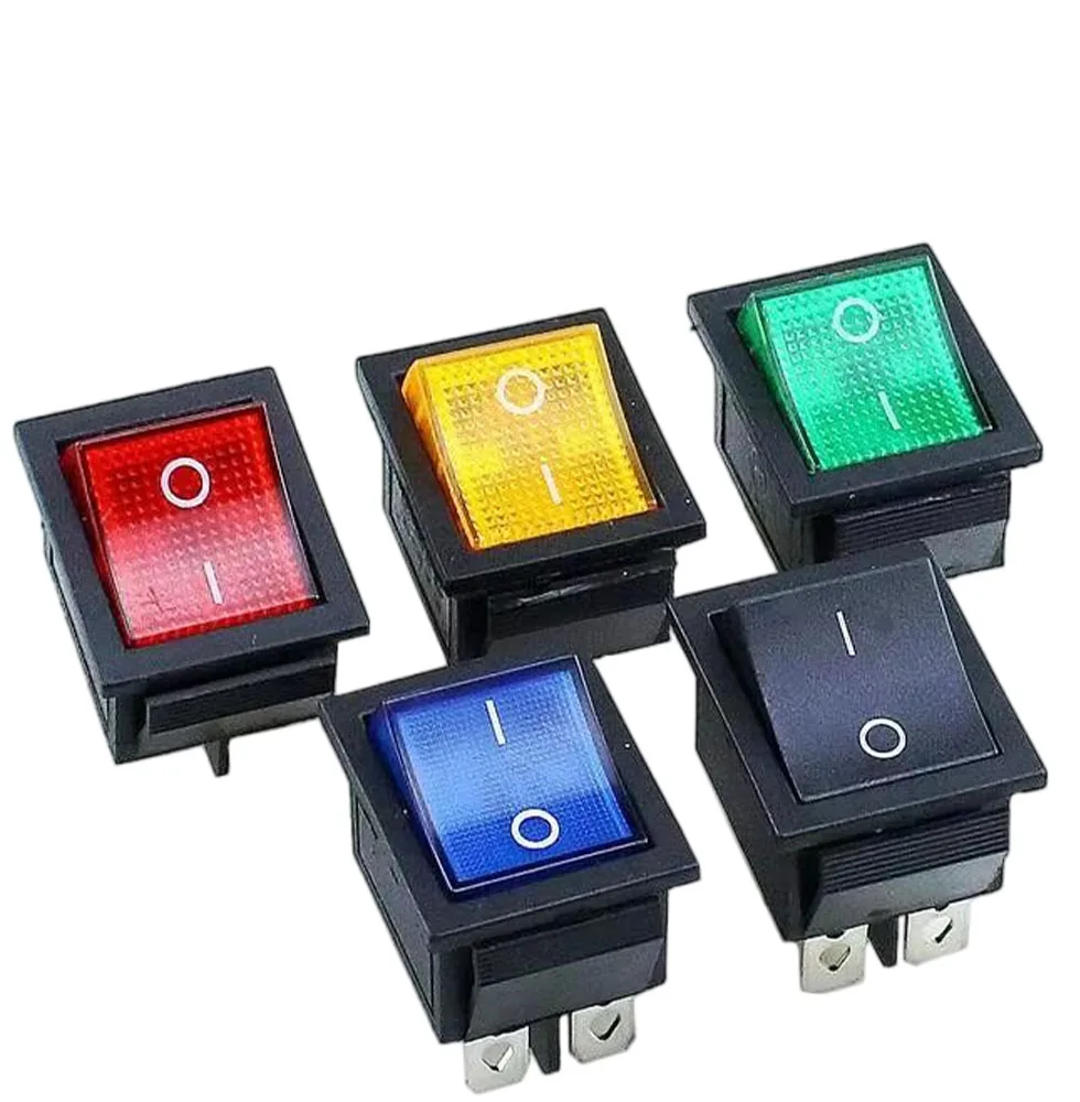 KCD4 ON-OFF 16A 250VAC/20A 125VAC Botão Vermelho Interruptor Rocker Light Interruptor de Alimentação Rocker de 4 Pinos