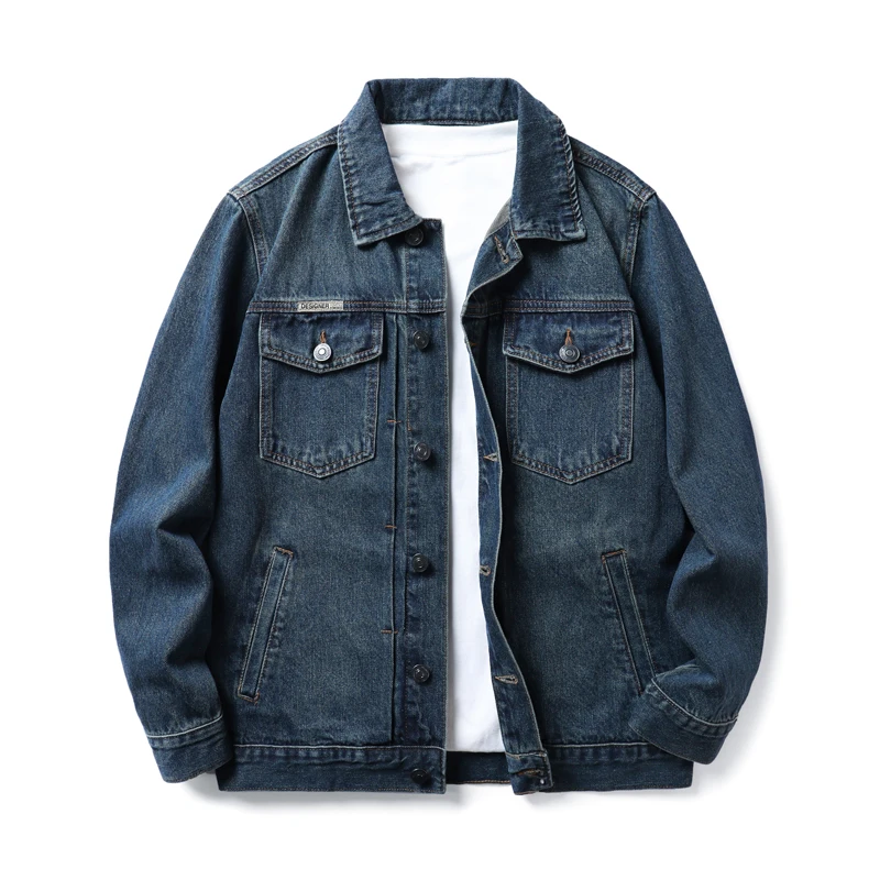 American retro workwear denim jacket for men Loose large size 2025 new style men's spring and autumn denim jacket