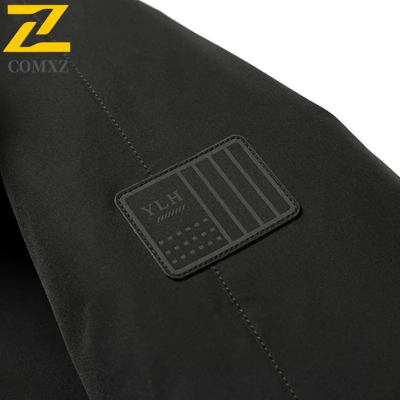 COMXZ Men Puffer Coat Classic Hooded Commuting Office Windproof  Parka Premium Solid Color Travel Comfortable Autumn Winter Coat