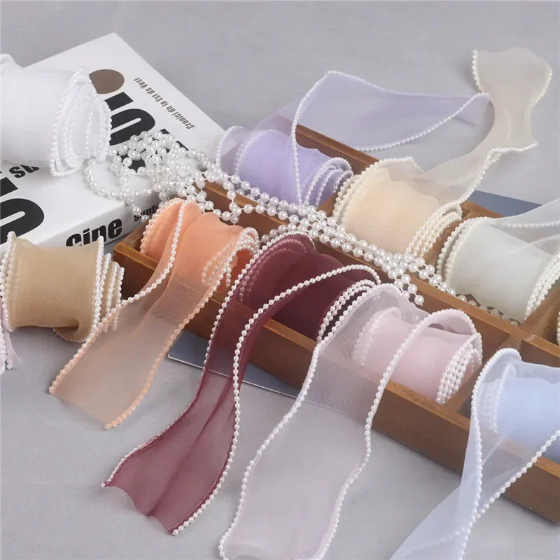 Yarn Cake Wavy Bow Accessories Packaging Material Ribbon 5cm 50Yards Pearl Yarn Fish Tail