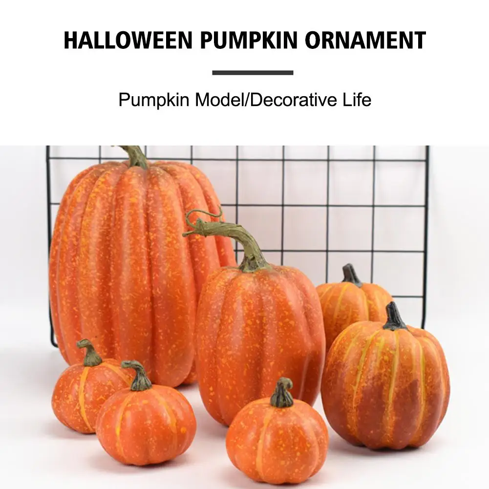 Simulation Pumpkin Model Halloween Ornaments Decoration Display Props Early Props Cabinet Education Vegetable Photography C1B0