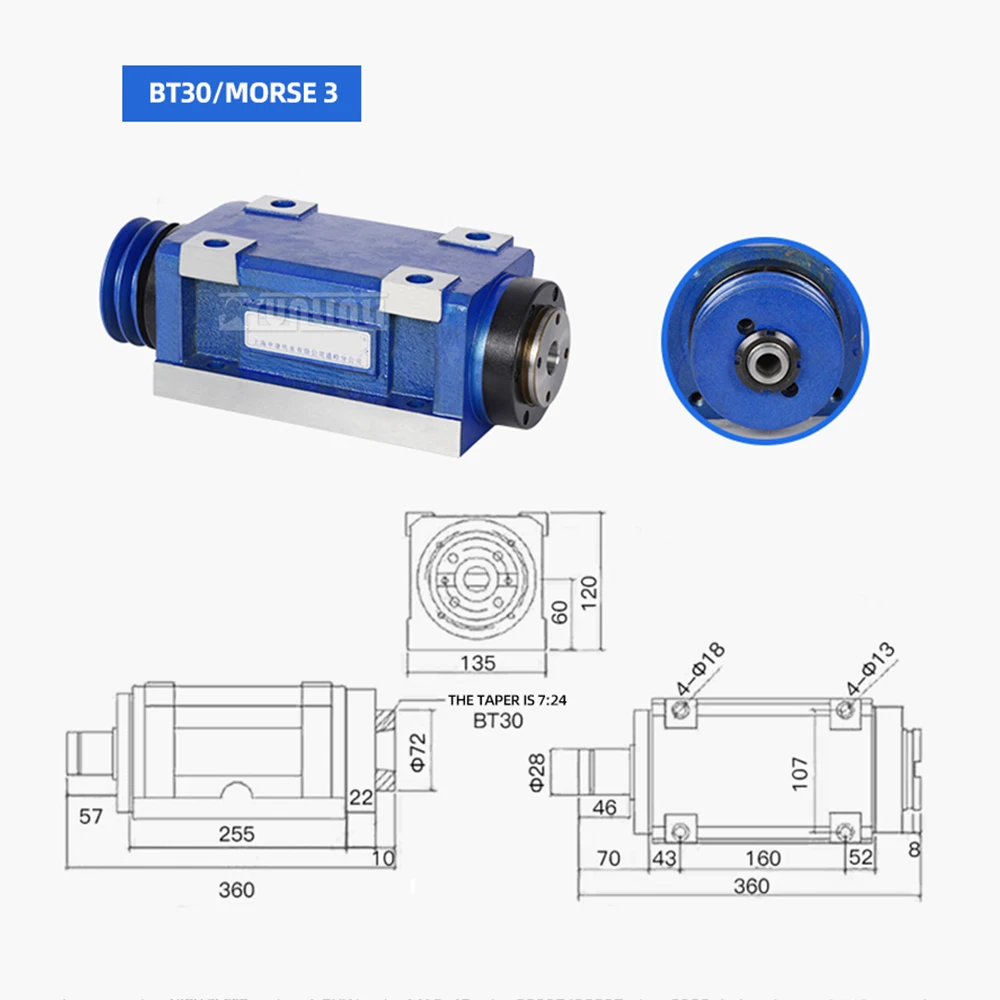 Nt30 / Mt30 Milling Head Spindle Machine Tool Power Head Tapping Tooth Spindle Head for Boring Milling Drilling