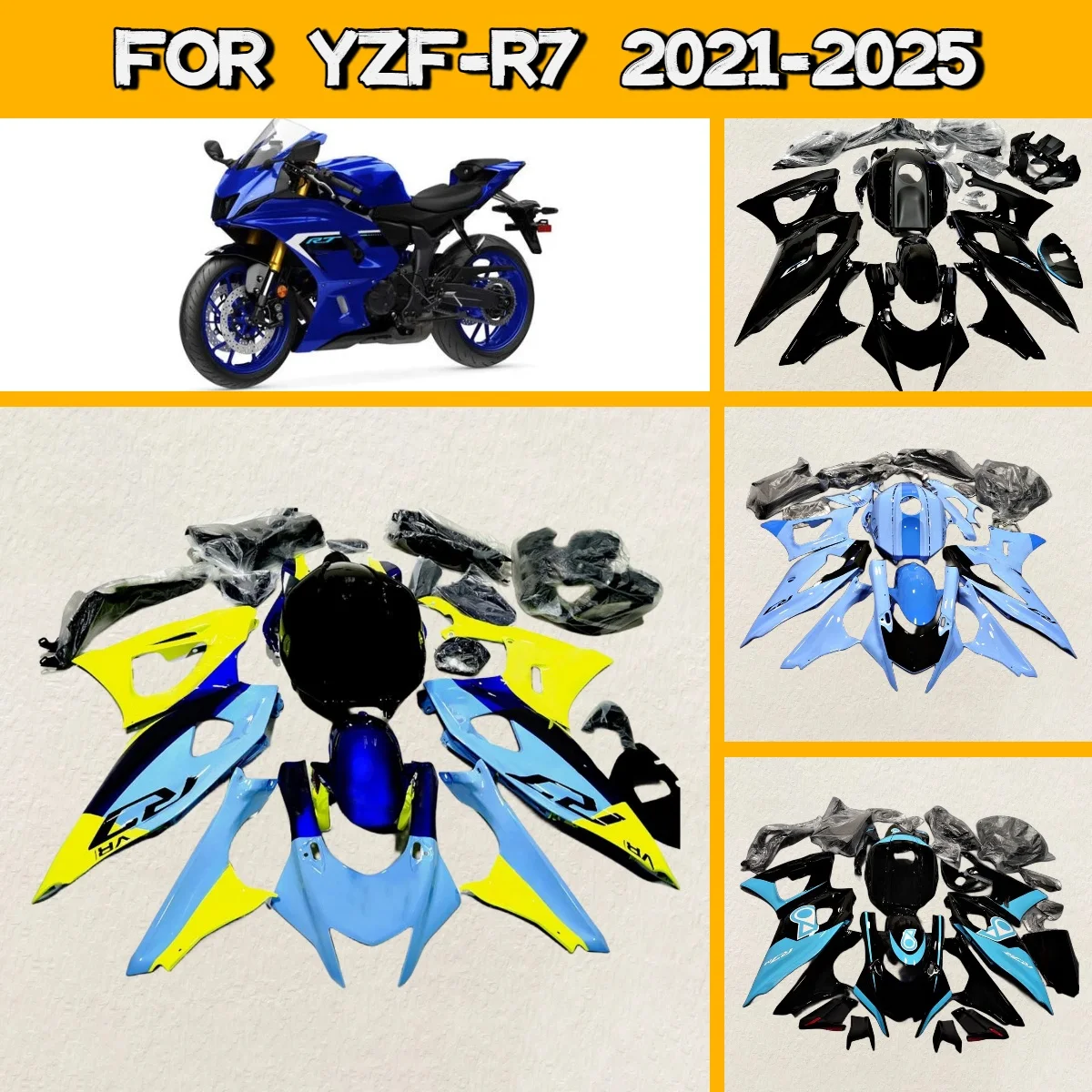 

Motorbike Fairings 2021-2025 YZFR7 Injection Fairing Panel Kit Set Bodywork for 21-25 Yamaha YZF R7 Hot Style