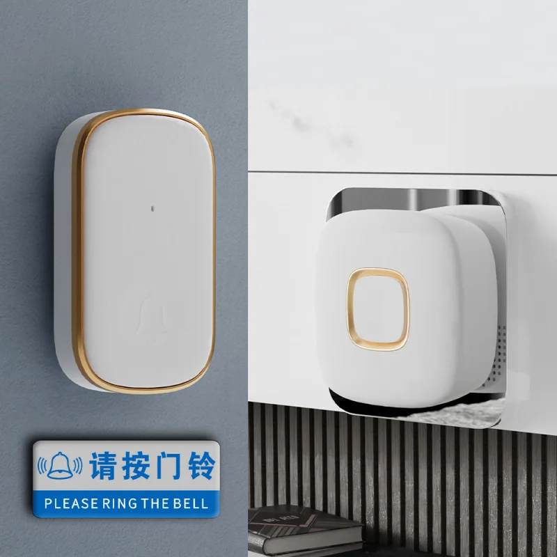 ワイヤレスドアベル-1-送信機-1-受信機-カスタム着信音-防水チャイム-ドリル不要-ページャー-高齢者-妊婦-障害者
