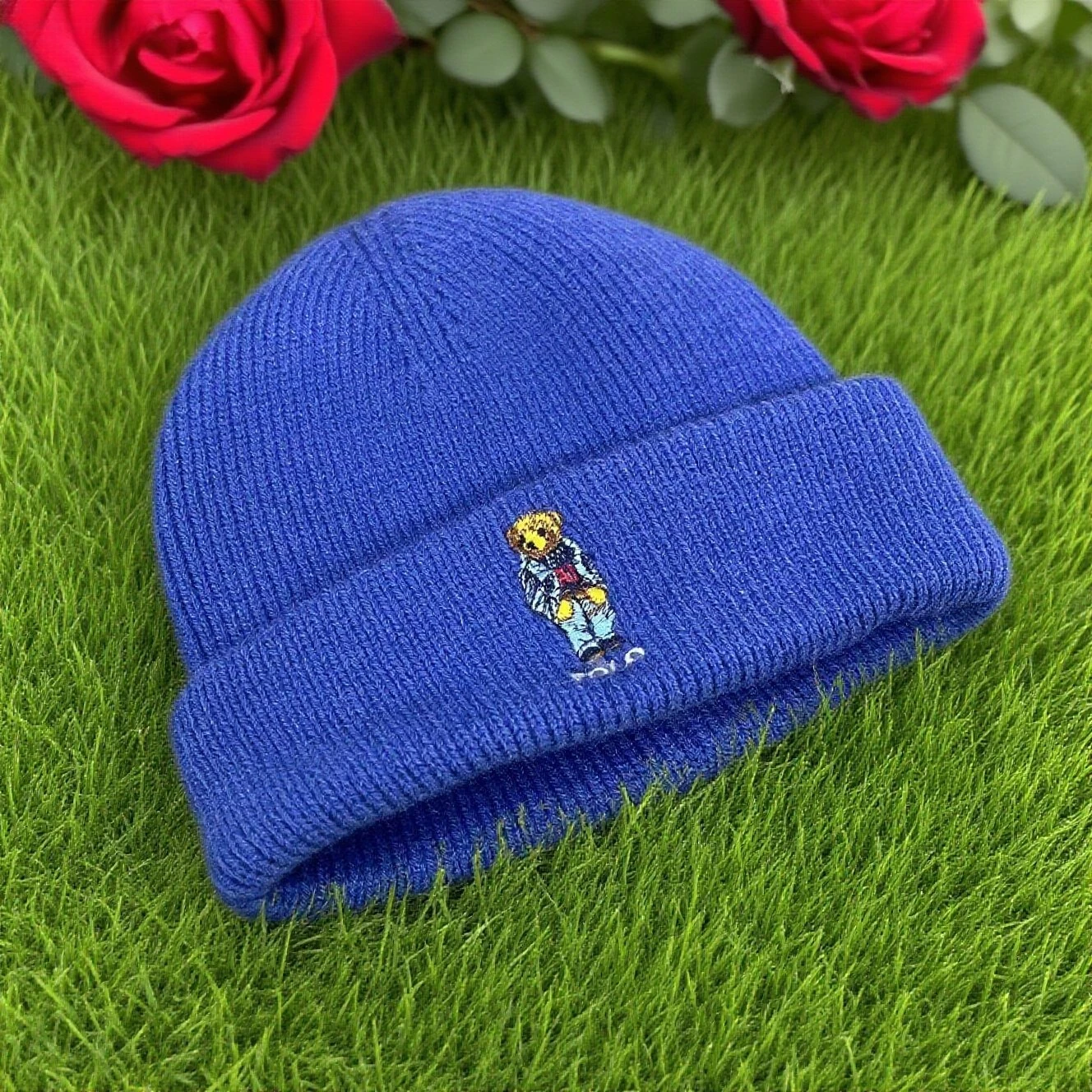 유니섹스 패셔너블 자수 곰 비니 모자 단색 니트 캡 캐주얼 스타일 트렌디 신상품