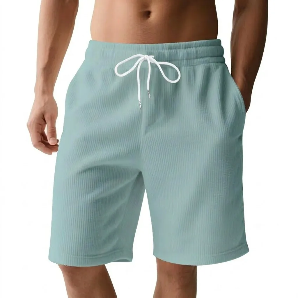 

New summer American-style retro corduroy sports five-pocket shorts for men - simple and casual beach shorts for men