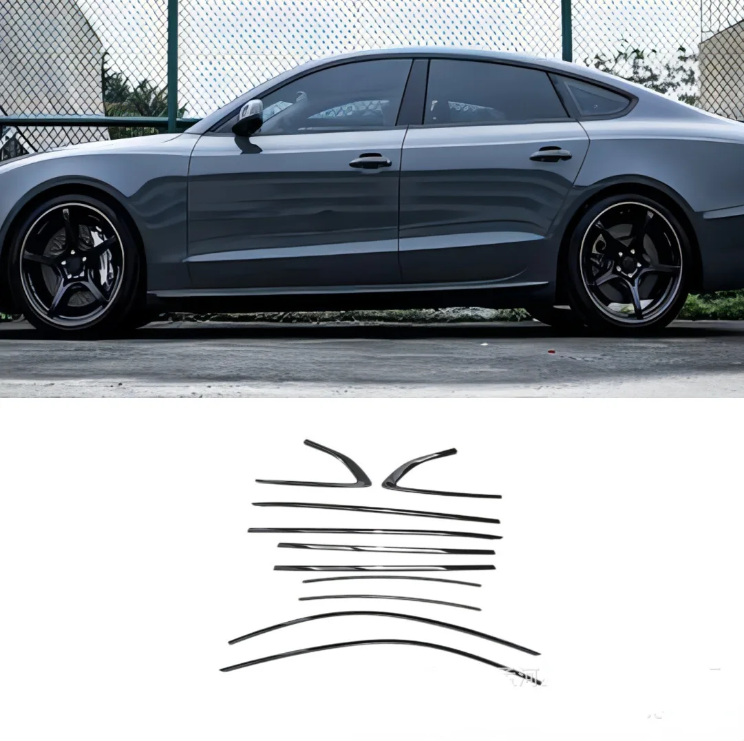 

ABS Black Full Window Sill Door Frame Center Pillars Molding Trims Cover For Audi A5 S5 Sline 4 Door 2017-2023 Window