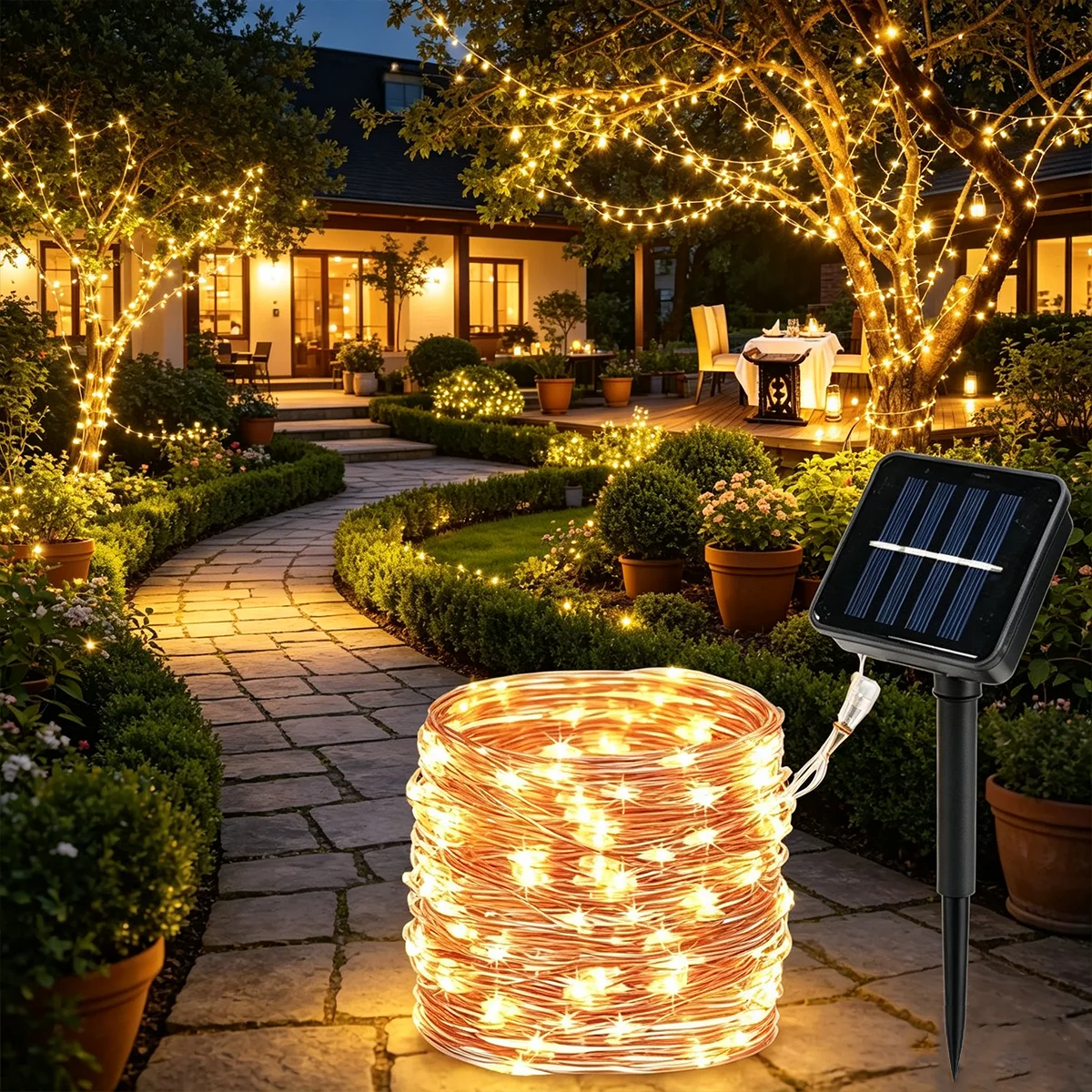 Waterproof Solar Fairy Lights LED Outdoor Garden Patio Camping Christmas Tree Festive Party Ornaments Ambient Light