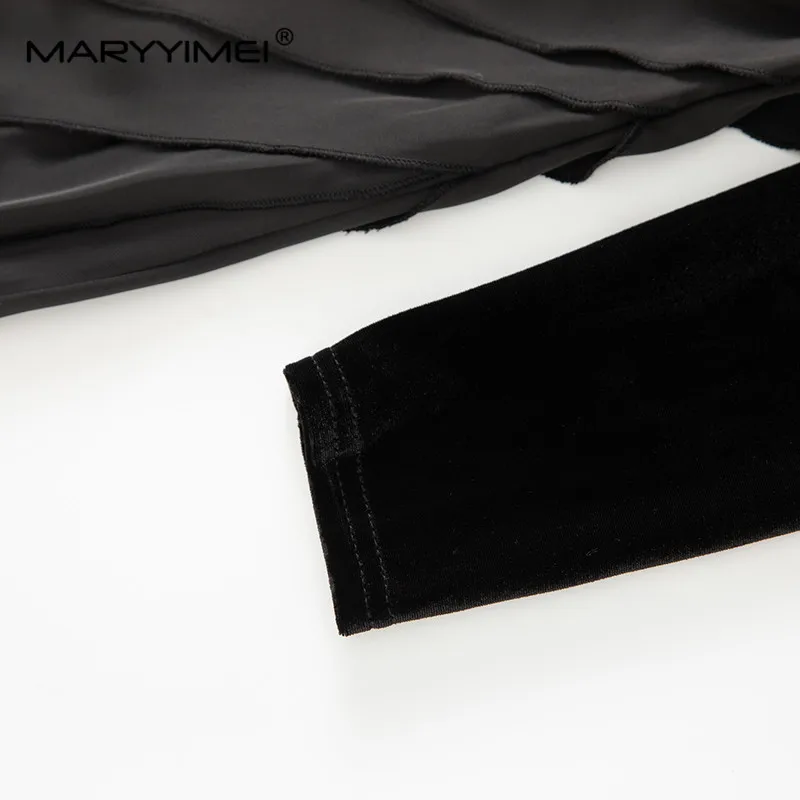 MARYYIMEI-Robe Droite à Manches sulfpour Femme, Tenue Slim avec Ceinture, Design à la Mode