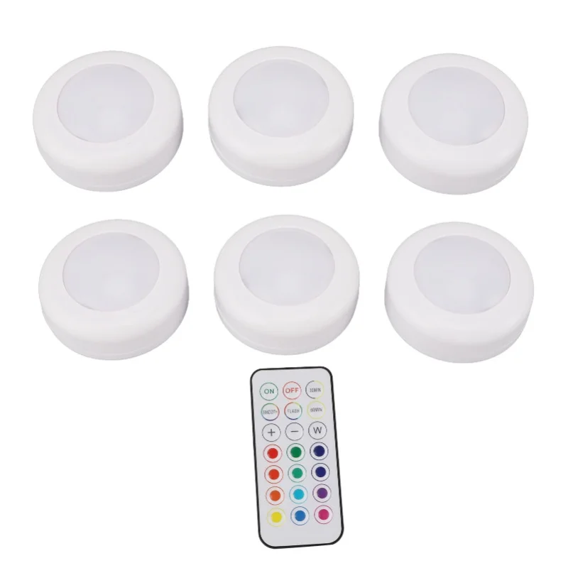 

6PCS LED Puck Lights With Remote Control Dimmable Circular Lamp For Under Cabinet Closet Counter Lighting White