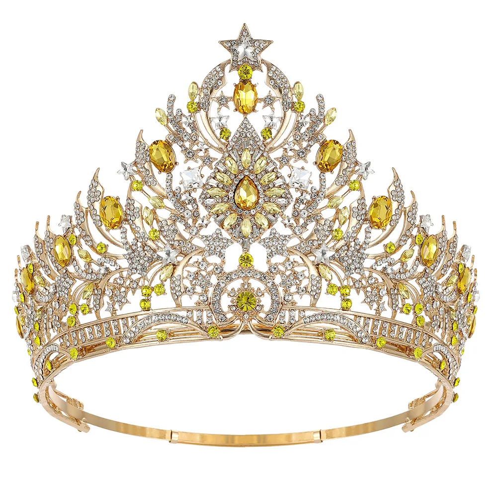 Large Crowns For Pageant Miss Universe Rhinestone Crystal Queen Crowns For Wedding Party Bride Diadem Hair Jewelry Accessories