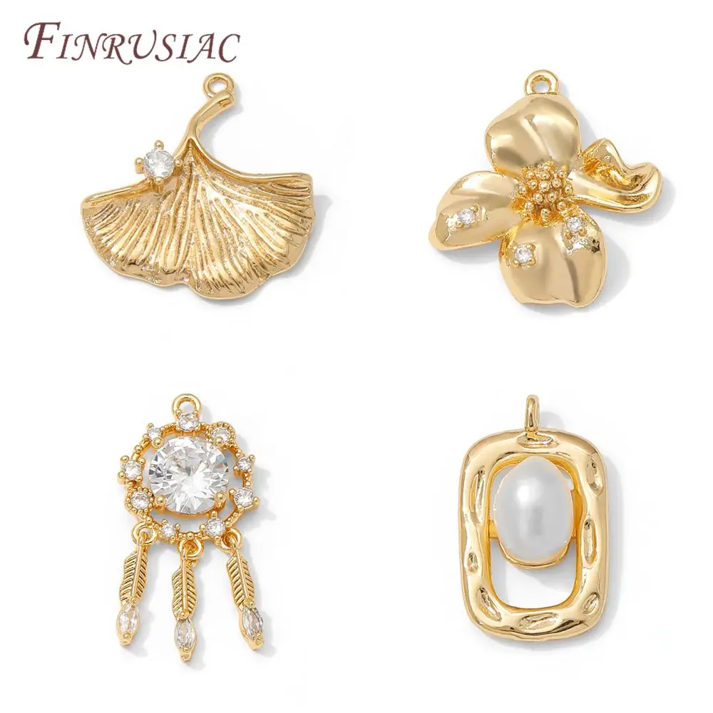 Decorative Pendants 18K Gold Plated Pendants For Earrings,Flowers/Sun/Moon Charms For Jewelry,DIY Bracelets Making Accessories