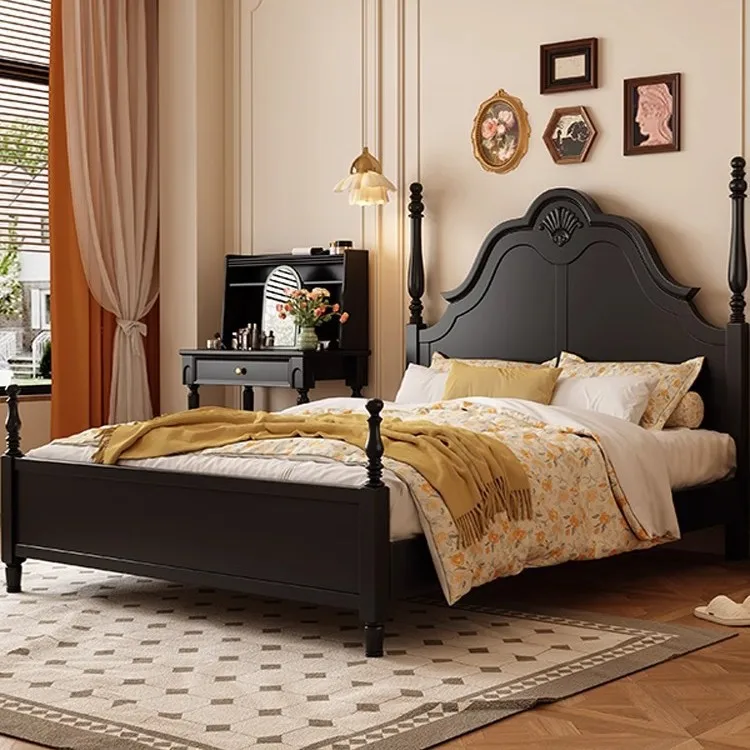 

Customizable American antique double bed 1.8 meters, retro modern simple master bedroom wedding bed