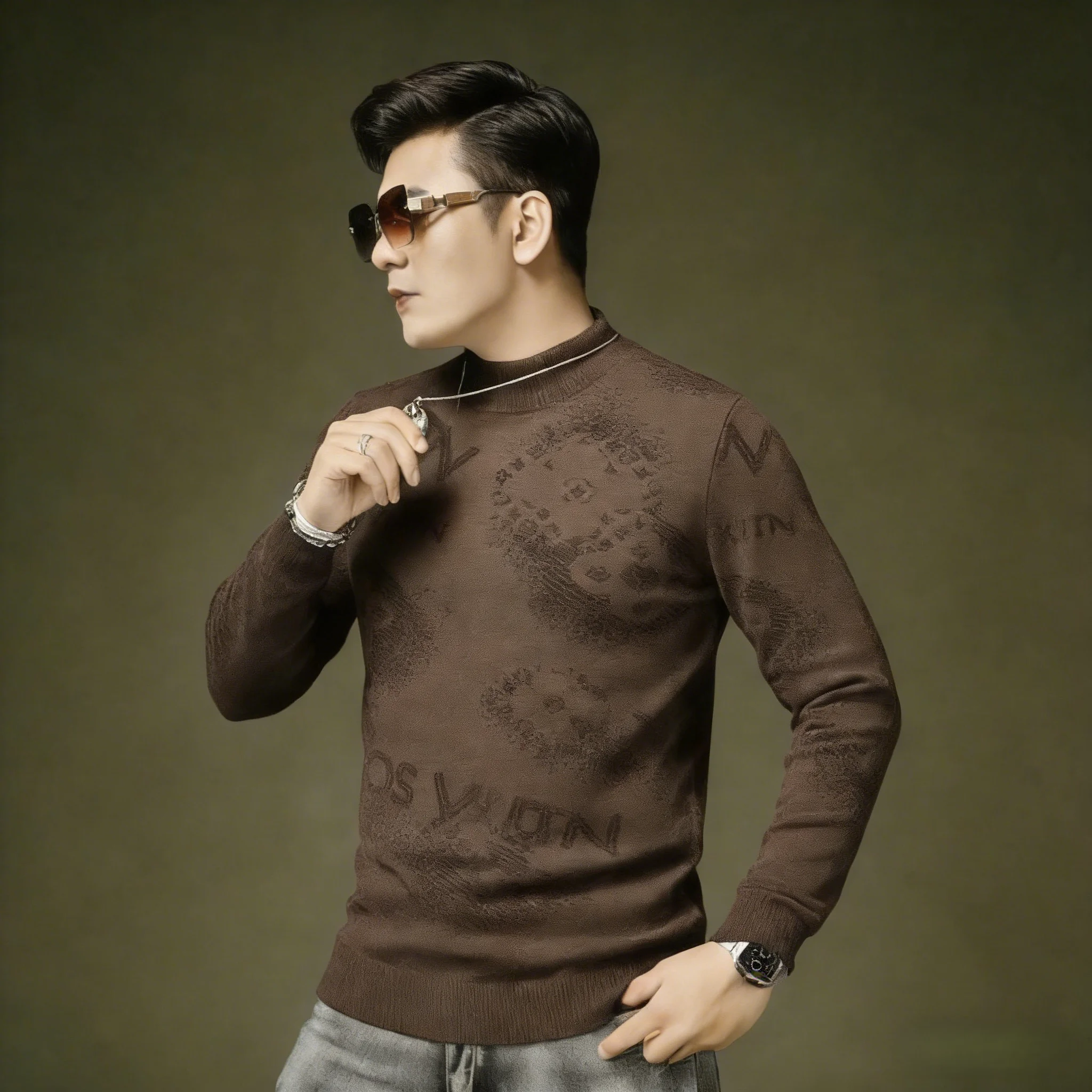 

Ele Embroidered Knitwear round Ne Pullover Sweater for Men High Quali Autumn Winter Faion Soft Wool Blend Long Sve