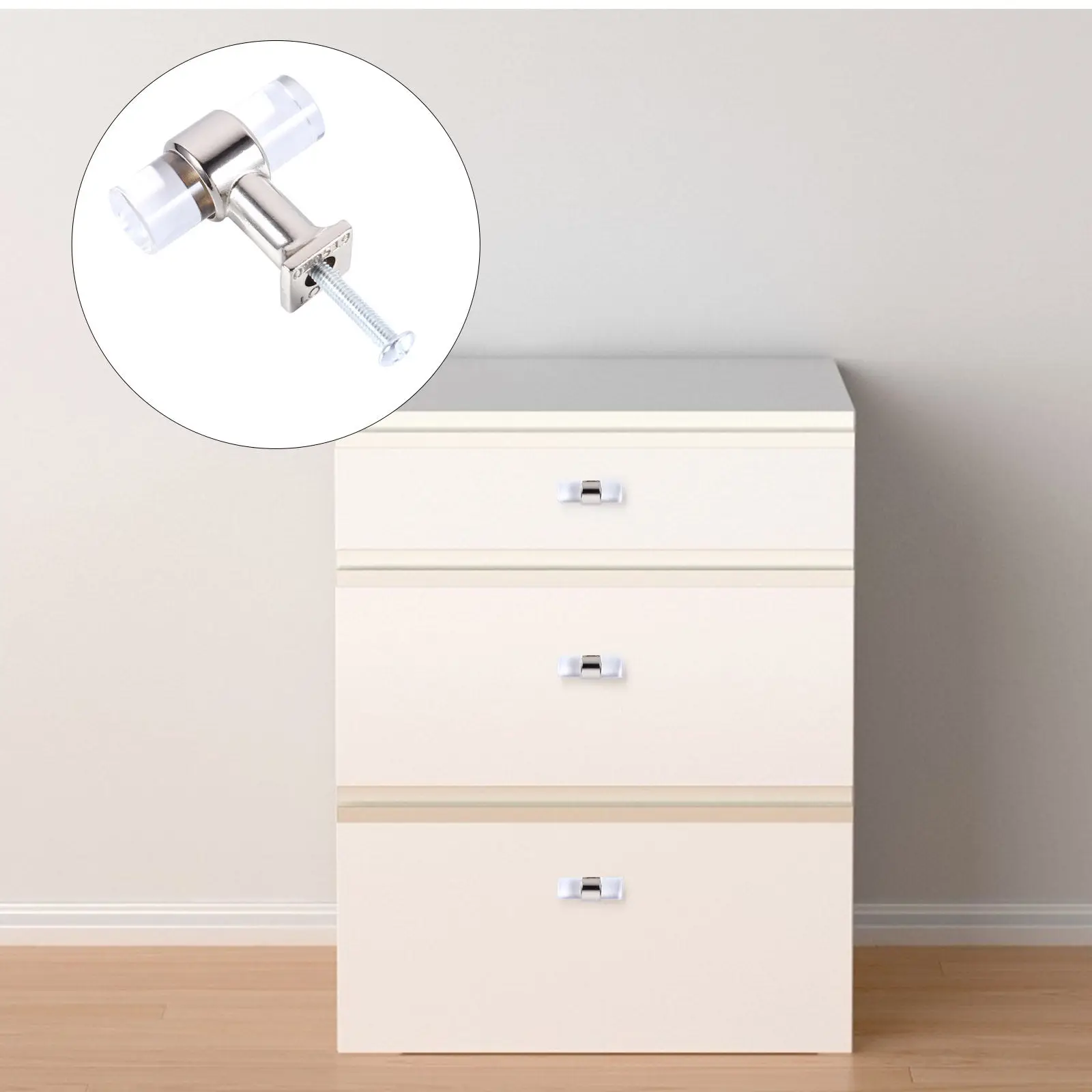 6Pcs Transparent Acrylic Drawer Handles Modern Ergonomic Cabinet Pulls Smooth Comfort Grip for Bedroom Living Room Wardrobe Desk