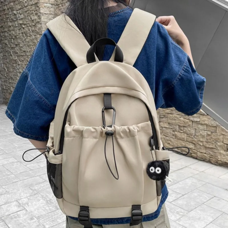 

Casual Solid Color Student Backpack Lightweight Large-capacity School Bag Ergonomic Breathable and Waterproof Shoulder Bag