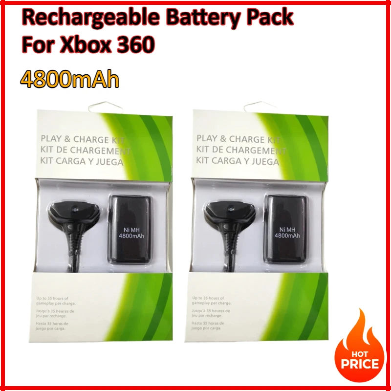 

4800mAh 2/3/4Pcs Rechargeable Battery Pack For Xbox 360 Wireless Game Controller with USB Charging Cable Replacement Batteries