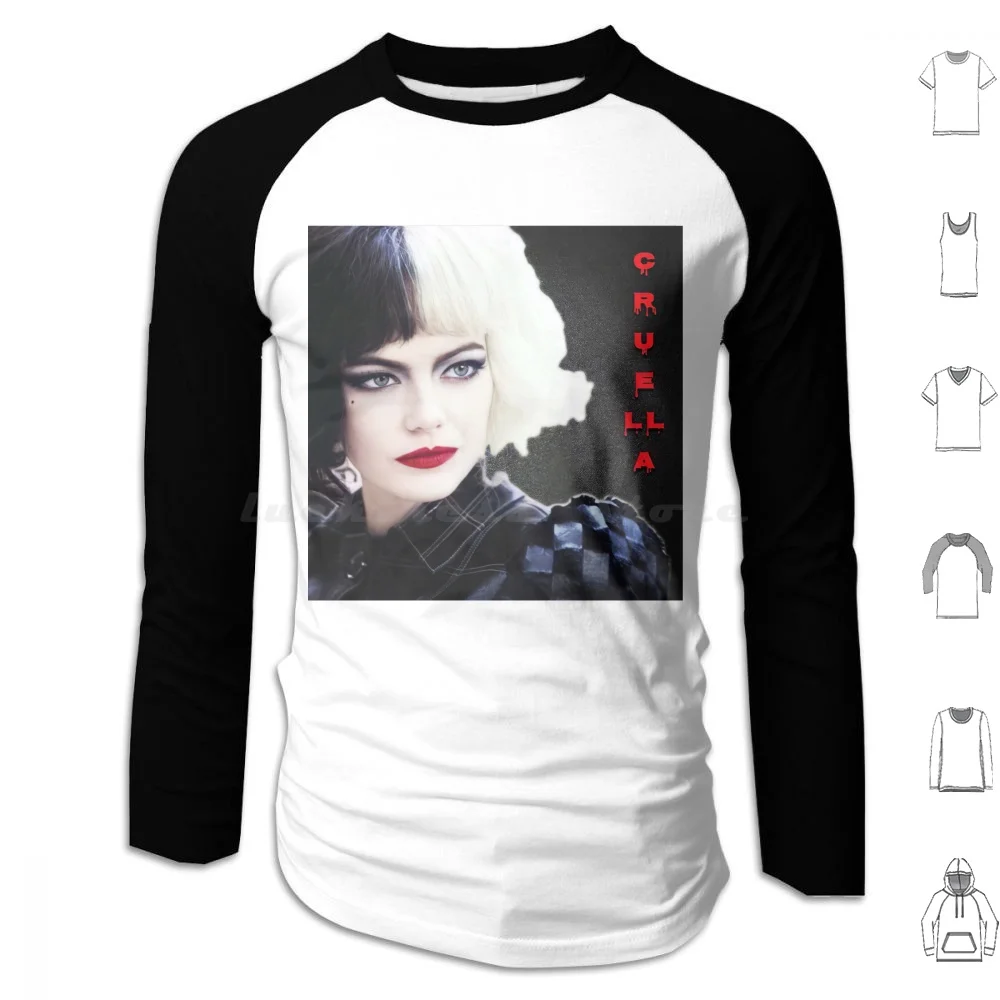 Dark Cruella Hoodie cotton Long Sleeve Stone Film Cinema Fashion Cruella Devil London Estella Designer Thompson Joel