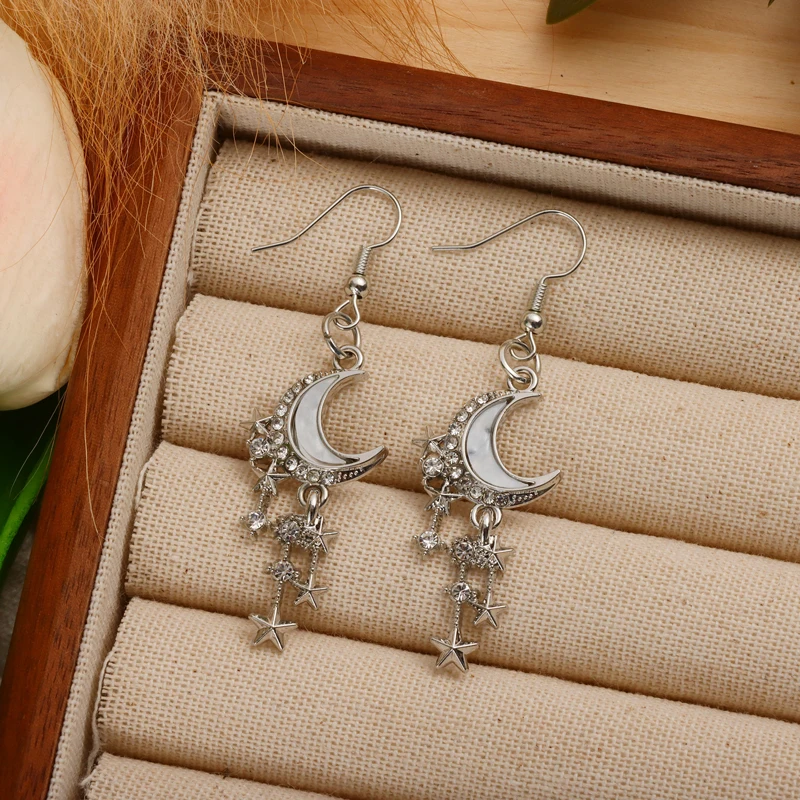 أقراط Y2K المبتكرة المخصصة على شكل قمر ونجمة، مناسبة للنساء لارتدائها، هدية عيد الحب